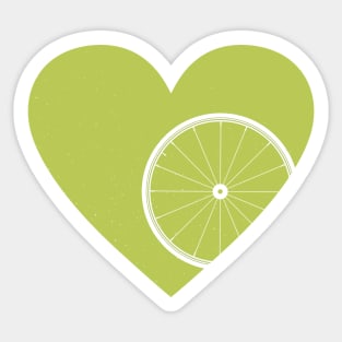 Heart with Road Bike Wheel for Cycling Lovers Sticker